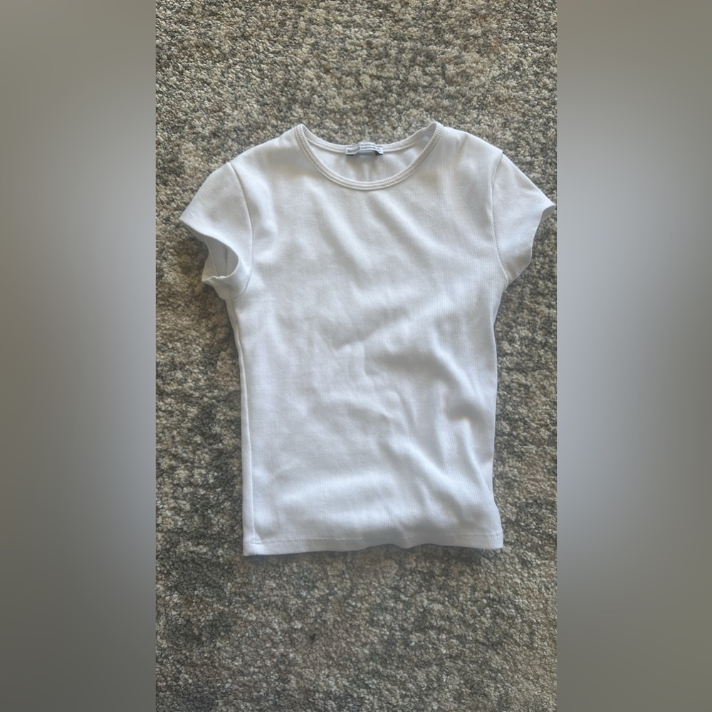 XS ribbed fitted cropped Bershka top